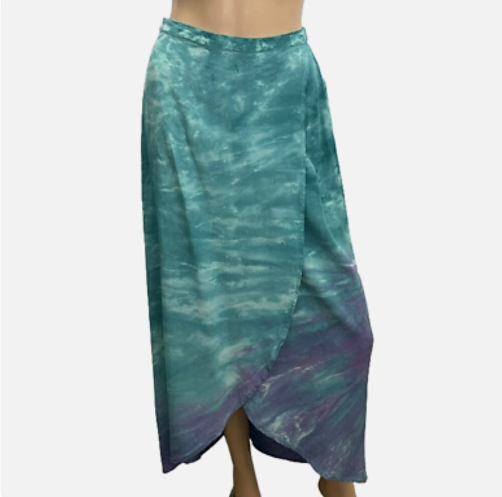 Cynthia Rowley XS silk tie dye wrap maxi skirt
